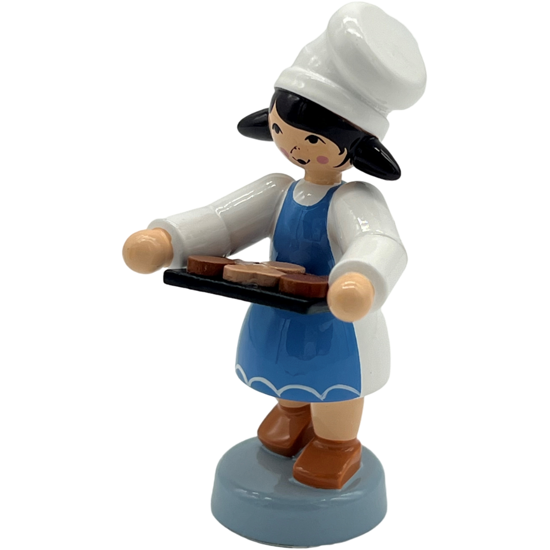 Bäckermädchen mit Tablett, blau