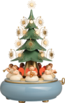 Spieldose mit unter dem Baum sitzenden Engeln, Melodie: We Wish You a Merry Christmas (36-stimmiges Musikwerk)